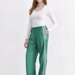 No Boundaries Green Pants with White Stripes